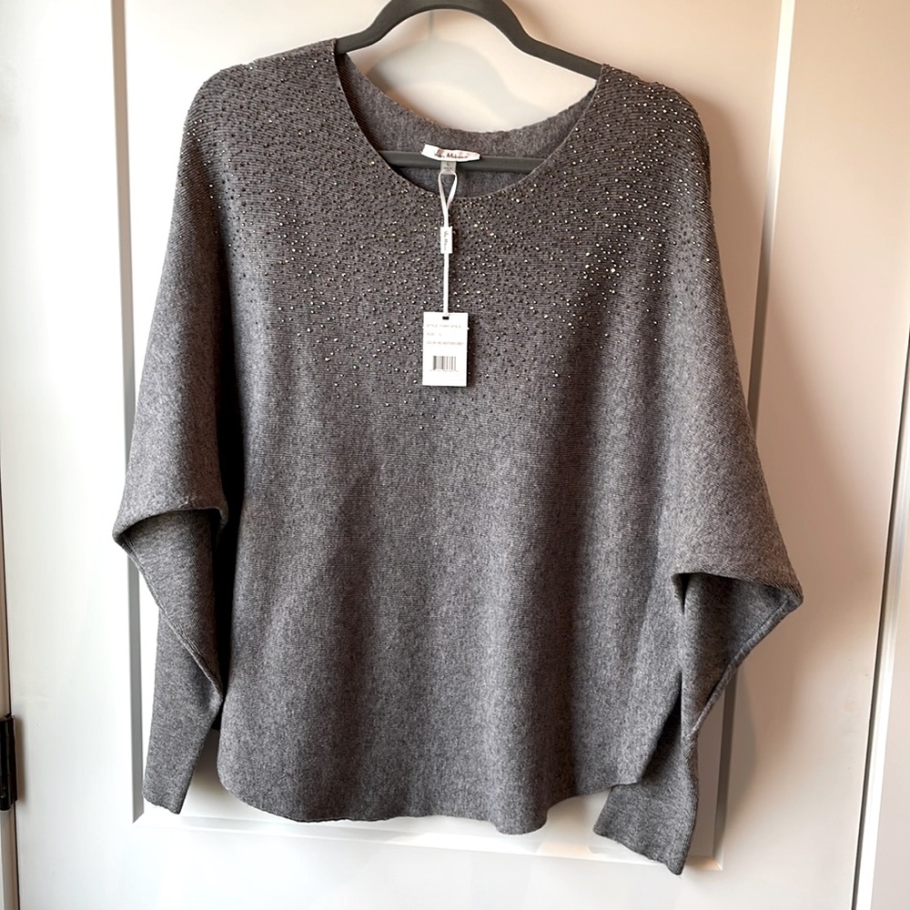 Gray Embellished Women's Sweater